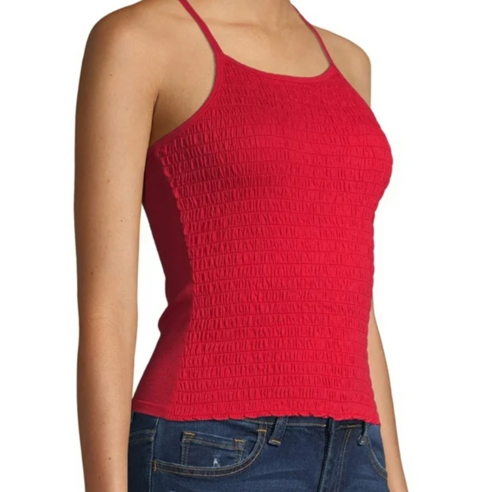 ✨No Boundaries Red Fitted Smocked Camisole Size Large